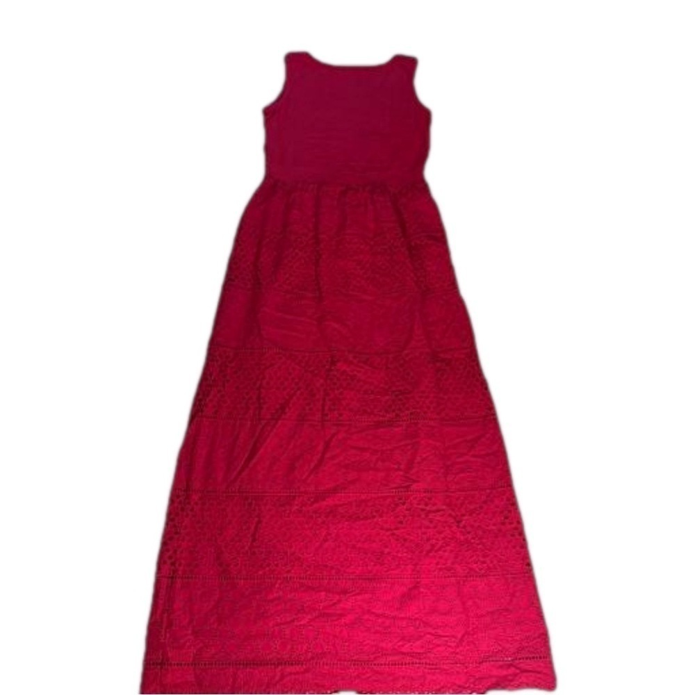 Isaac Mizrahi Red Maxi Dress  XS Eyelet Fully Lined Elastic at Waist NEW 54" - Picture 5 of 15